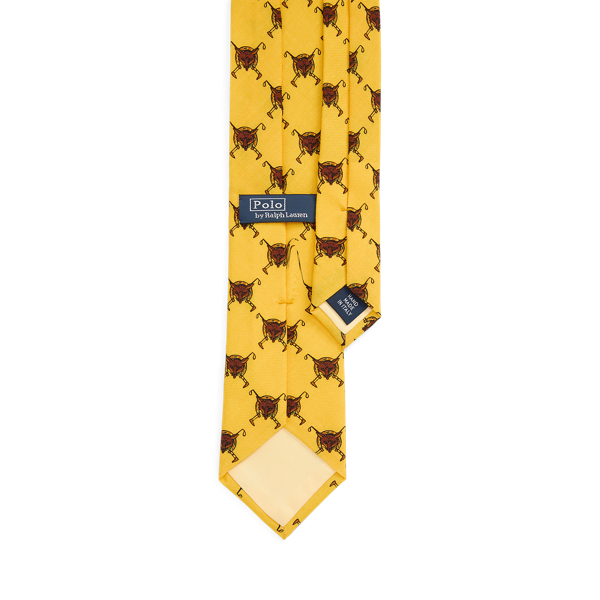 Yellow Fox-Head-Print Wool Challis Tie Polo Ralph Lauren 2