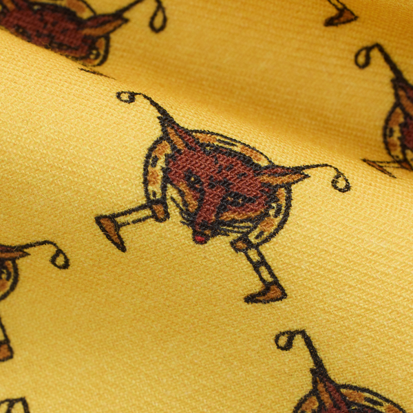 Yellow Fox-Head-Print Wool Challis Tie Polo Ralph Lauren 3