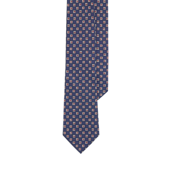 Navy Square-Print Silk Twill Tie  Polo Ralph Lauren 1