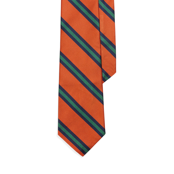 Orange Multi Striped Silk Repp Tie Polo Ralph Lauren 1