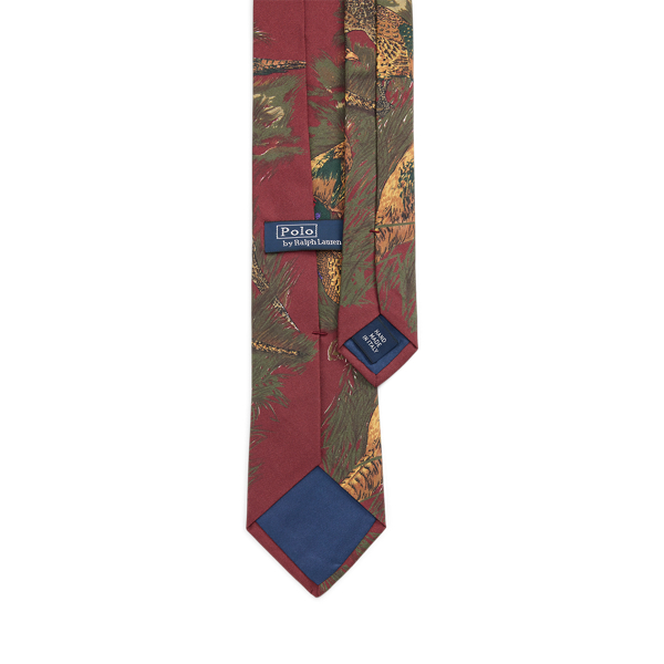 Wine Multi Pheasant-Print Silk Twill Tie Polo Ralph Lauren 2