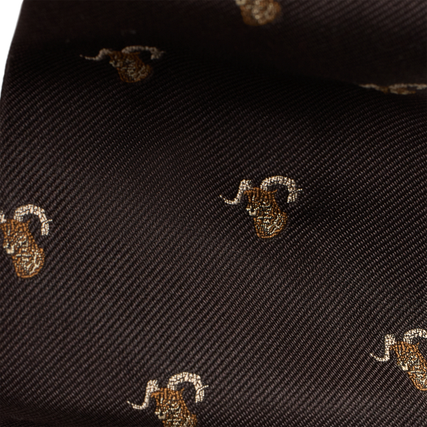 Brown Vintage-Inspired Ram-Patterned Silk Tie Polo Ralph Lauren 3