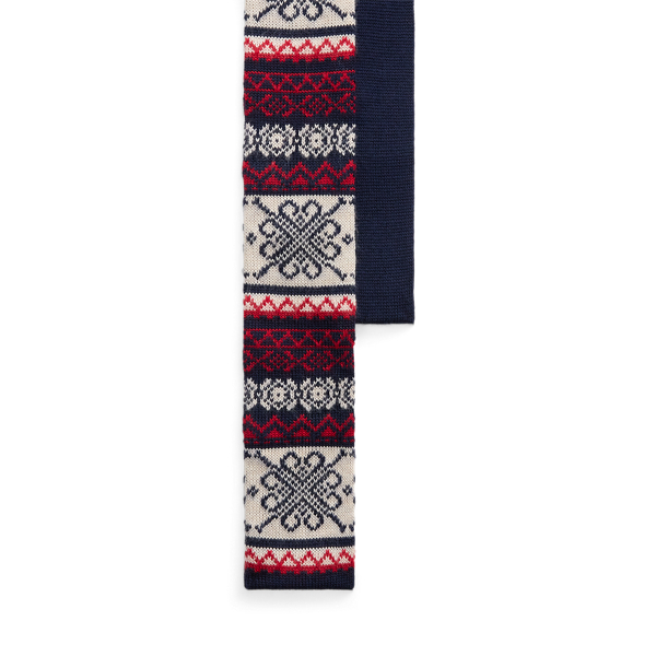 Snowflake & Reindeer Knit Wool Tie 