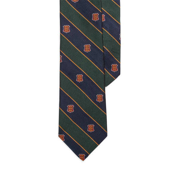 Green/Navy Striped Silk Repp Club Tie Polo Ralph Lauren 1