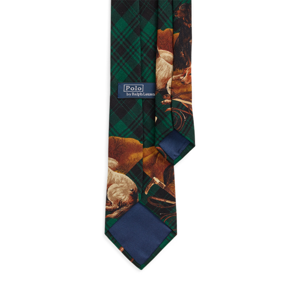Green Plaid Dog-Print Wool Challis Tie Polo Ralph Lauren 2