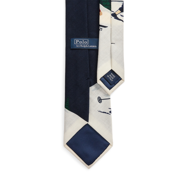 Navy Multi Skier-Print Wool Challis Tie Polo Ralph Lauren 2