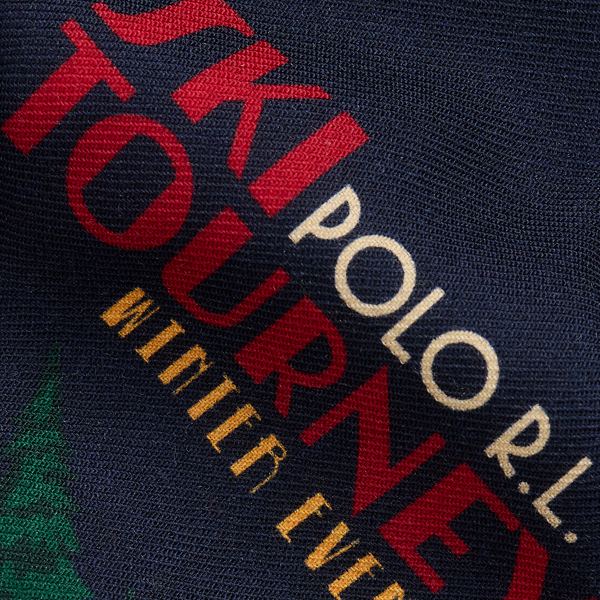 Navy Multi Skier-Print Wool Challis Tie Polo Ralph Lauren 3