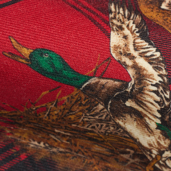 Red Plaid Duck-Print Wool Challis Tie Polo Ralph Lauren 3