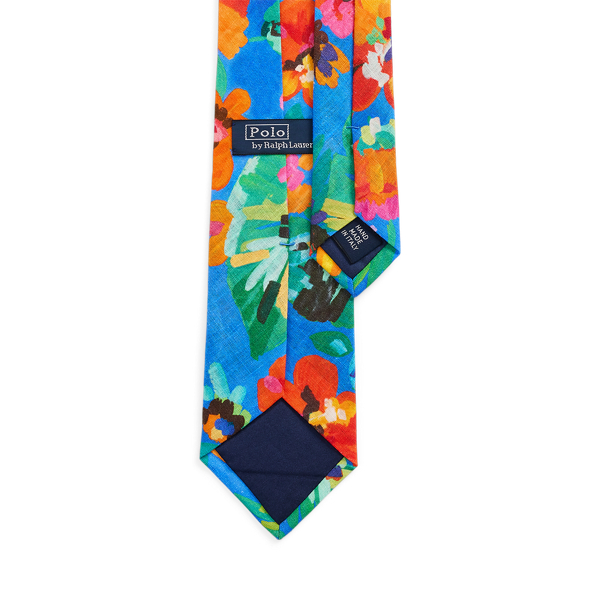Blue Multi Floral-Print Linen Tie Polo Ralph Lauren 2