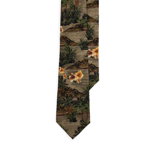 NWT Ralph Lauren Crest-Print Silk Tie Made in Italy $125 on sale