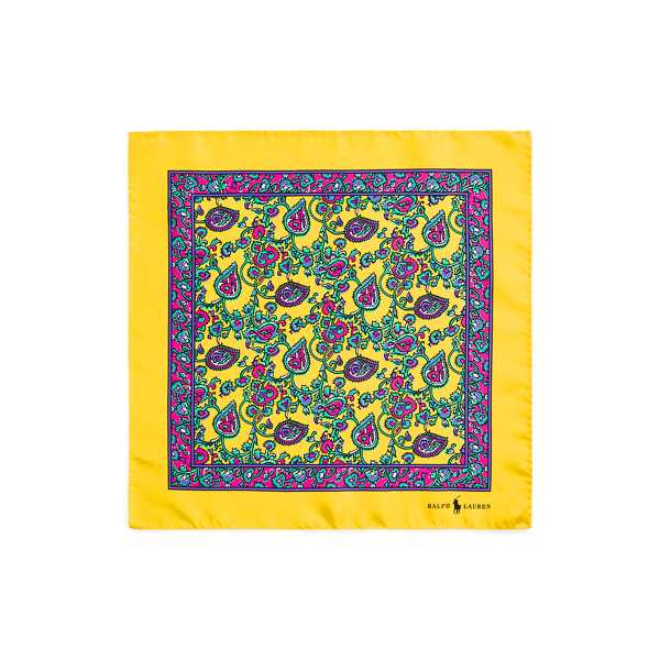 Yellow Multi Paisley-Print Silk Pocket Square Polo Ralph Lauren 2