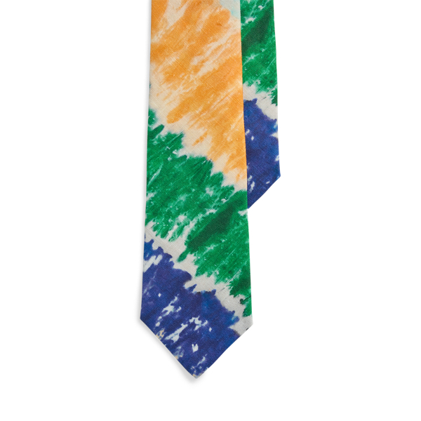 Tie-Dye-Print Linen Tie