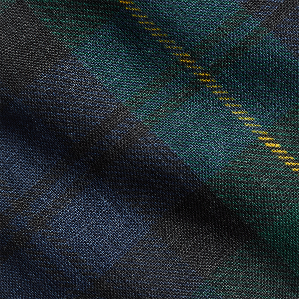 Navy/Green Plaid-Print Linen Tie Polo Ralph Lauren 3