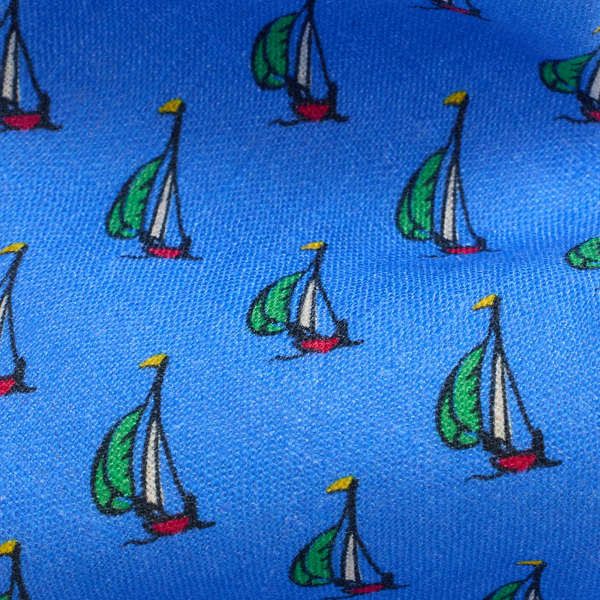 Sailboat-Print Linen Tie