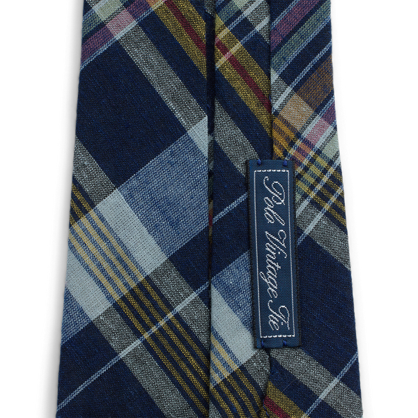 Navy/Grey Vintage-Inspired Plaid Cotton Tie Polo Ralph Lauren 4