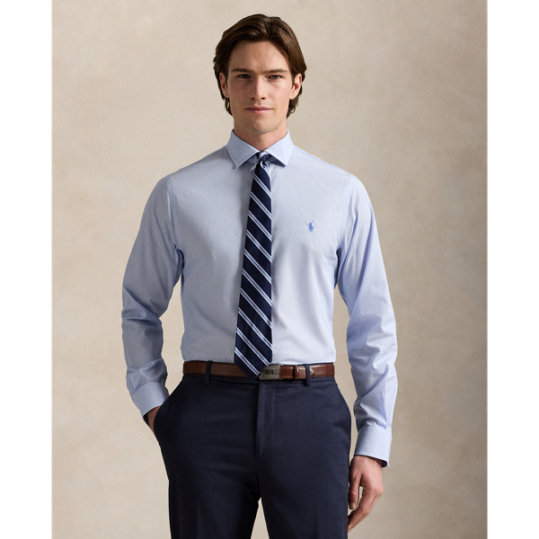 Canvas Blue White Slim Fit Striped Poplin Shirt Polo Ralph Lauren 1