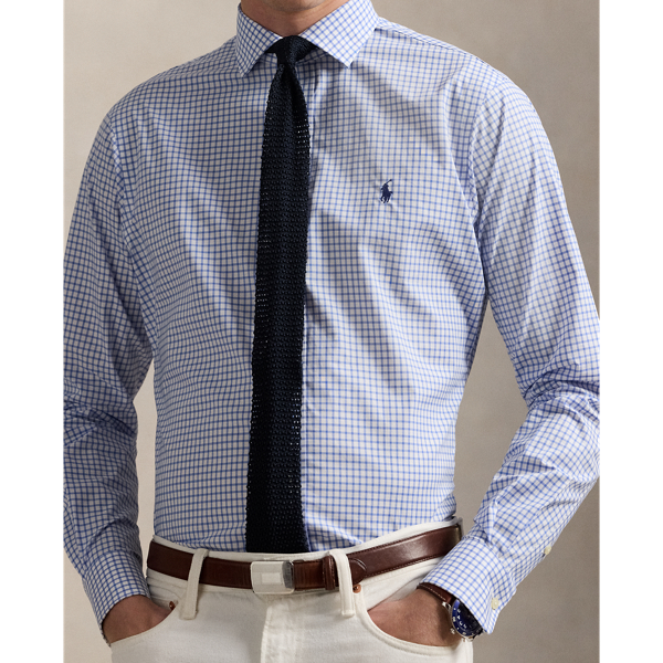 Custom Fit Checked Poplin Shirt