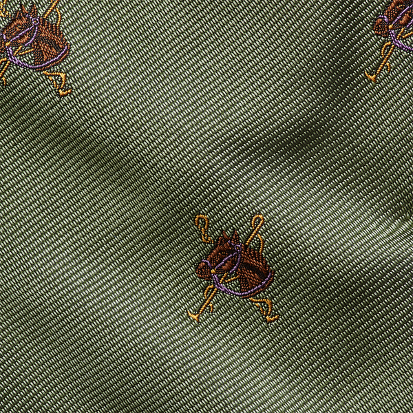 Equestrian-Patterned Silk Twill Tie