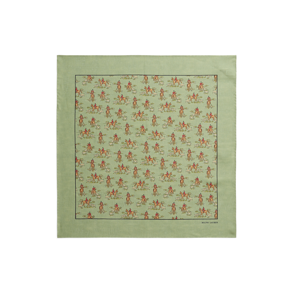 Equestrian-Print Wool Bandanna