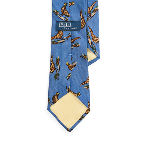 Pheasant-Print Wool Tie