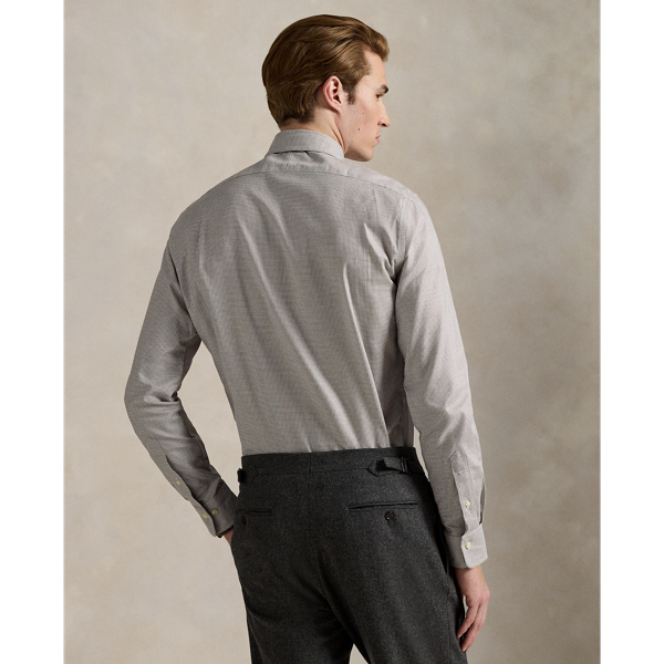 Strukturiertes Custom-Fit Hemd Polo Ralph Lauren in Wei&szlig;/Schokoladenbraun 5