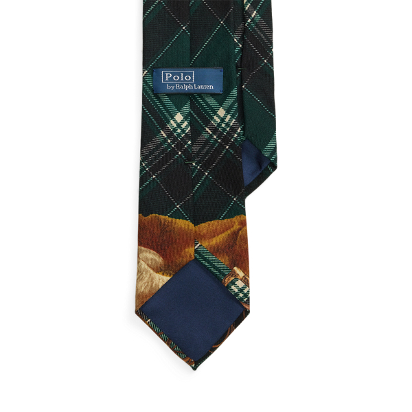 Plaid Dog-Print Challis Tie