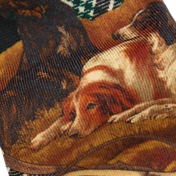 Plaid Dog-Print Challis Tie