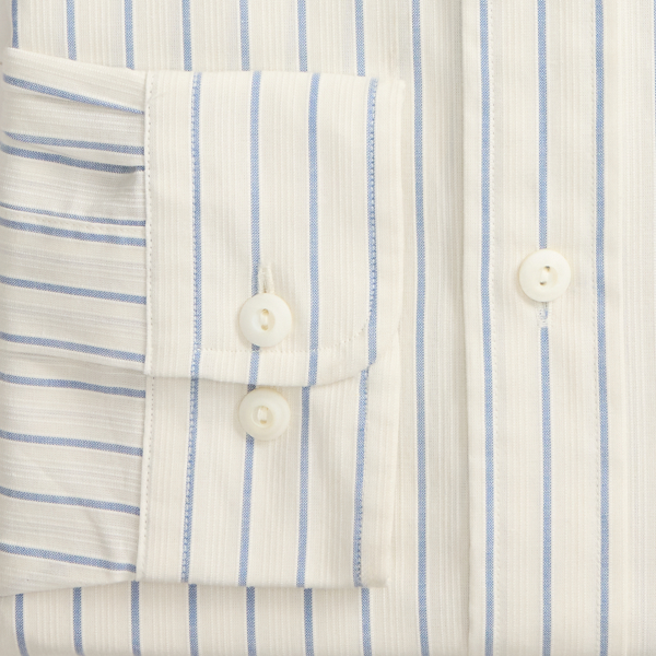Cream Blue Dobby Custom Fit Striped Woven Shirt Polo Ralph Lauren 9