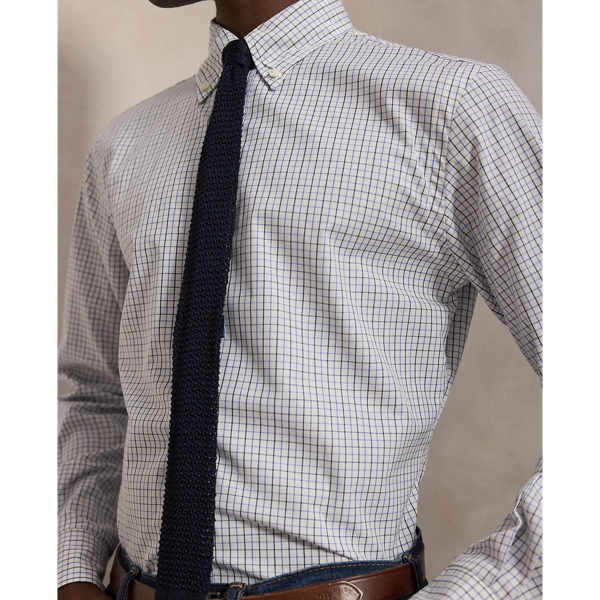 Blue Navy Custom Fit Tattersall Poplin Shirt Polo Ralph Lauren 8