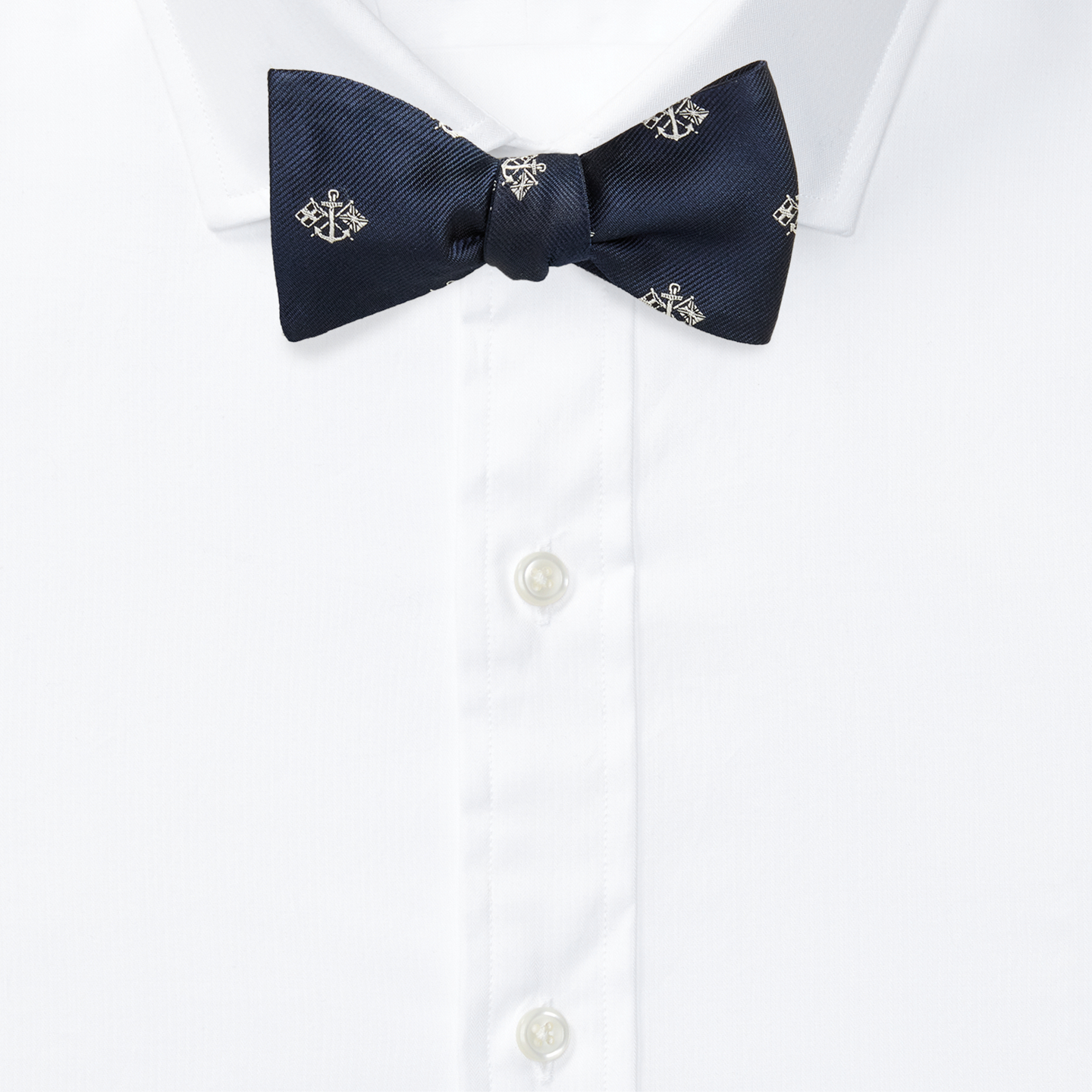 Мужской галстук-бабочка Ralph Lauren Anchor-Patterned Silk Repp Bow Tie, цвет: Тёмно-синий — фото 1