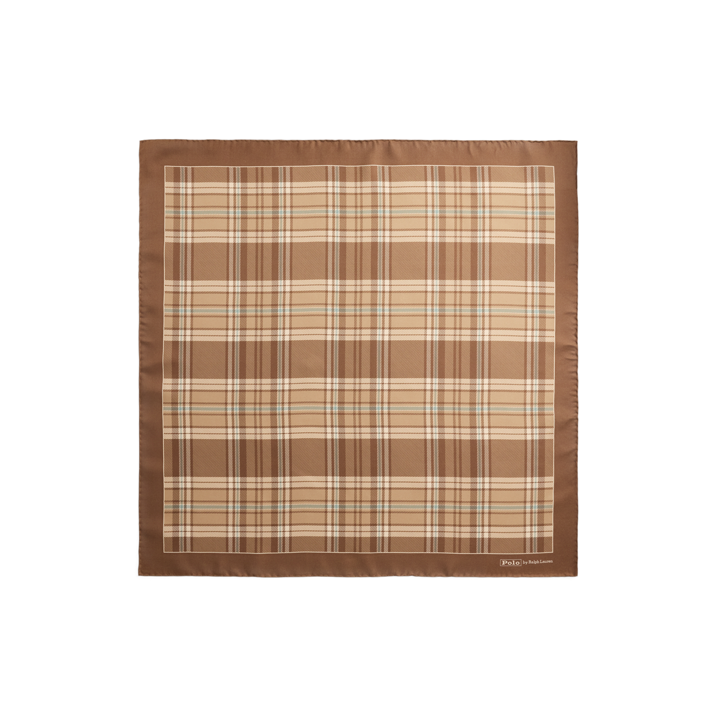 Мужской шарф Ralph Lauren Plaid Silk Square, цвет: Коричневый разноцветный — фото 1