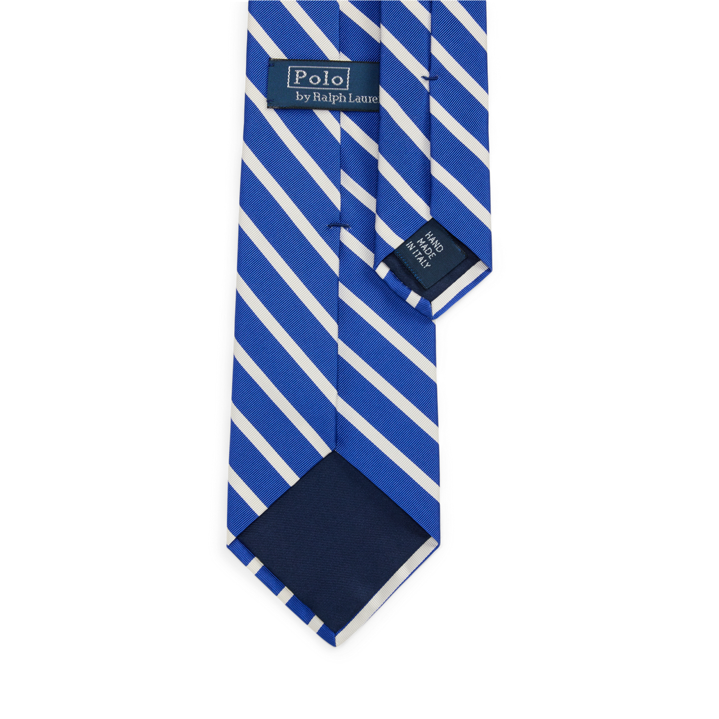 Мужской галстук Ralph Lauren Striped Silk-Cotton Mogador Tie, цвет: Синий / Белый — фото 1