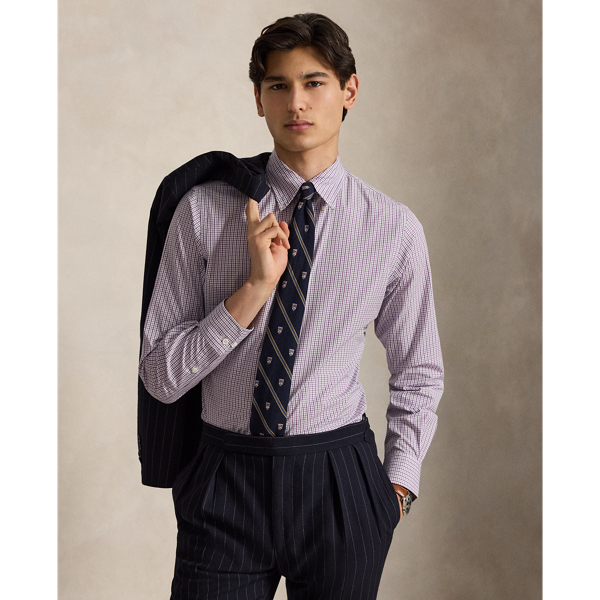 White Purple Multi Custom Fit Checked Poplin Shirt Polo Ralph Lauren 1