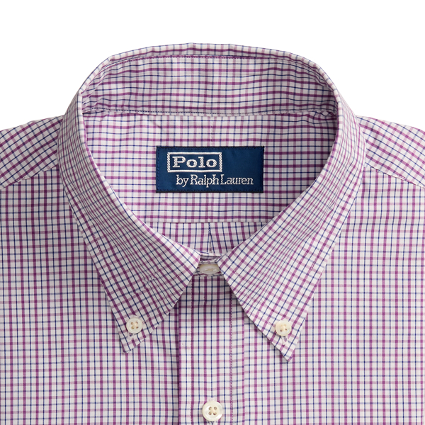 White Purple Multi Custom Fit Checked Poplin Shirt Polo Ralph Lauren 7