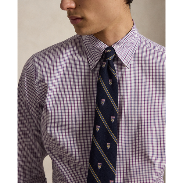 White Purple Multi Custom Fit Checked Poplin Shirt Polo Ralph Lauren 6
