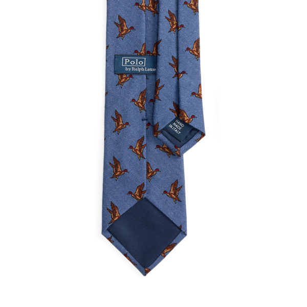 Dusty Blue Duck-Print Wool Challis Tie Polo Ralph Lauren 2