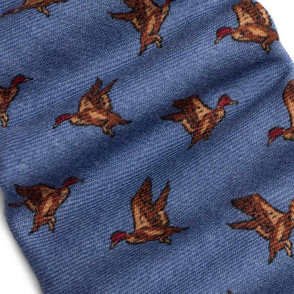 Dusty Blue Duck-Print Wool Challis Tie Polo Ralph Lauren 3