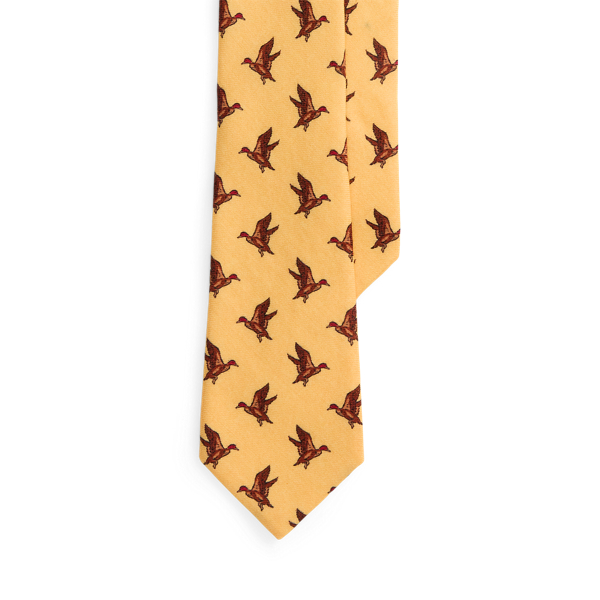 Duck-Print Wool Challis Tie