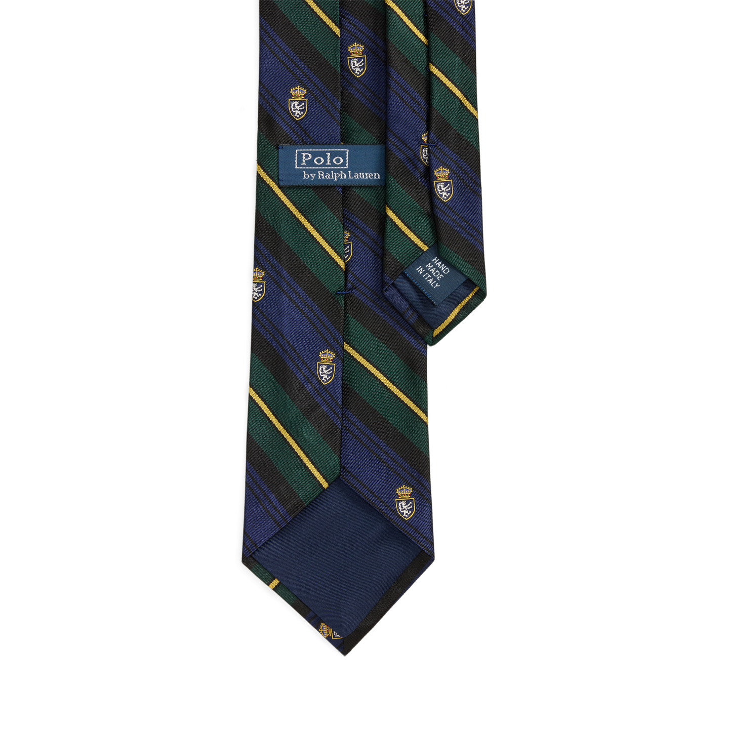 Мужской галстук Ralph Lauren Striped Silk Repp Club Tie, цвет: Тёмно-синий / Зелёный разноцветный — фото 1
