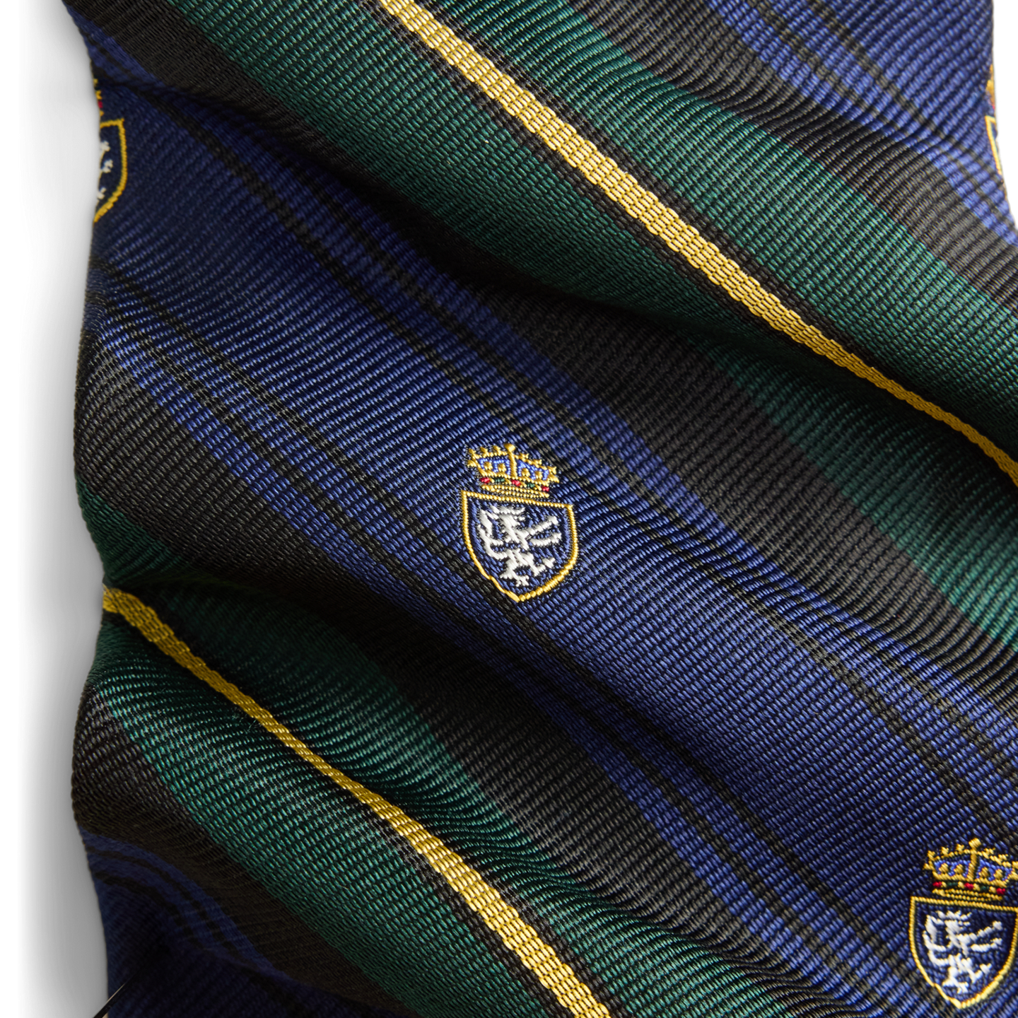 Мужской галстук Ralph Lauren Striped Silk Repp Club Tie, цвет: Тёмно-синий / Зелёный разноцветный — фото 2