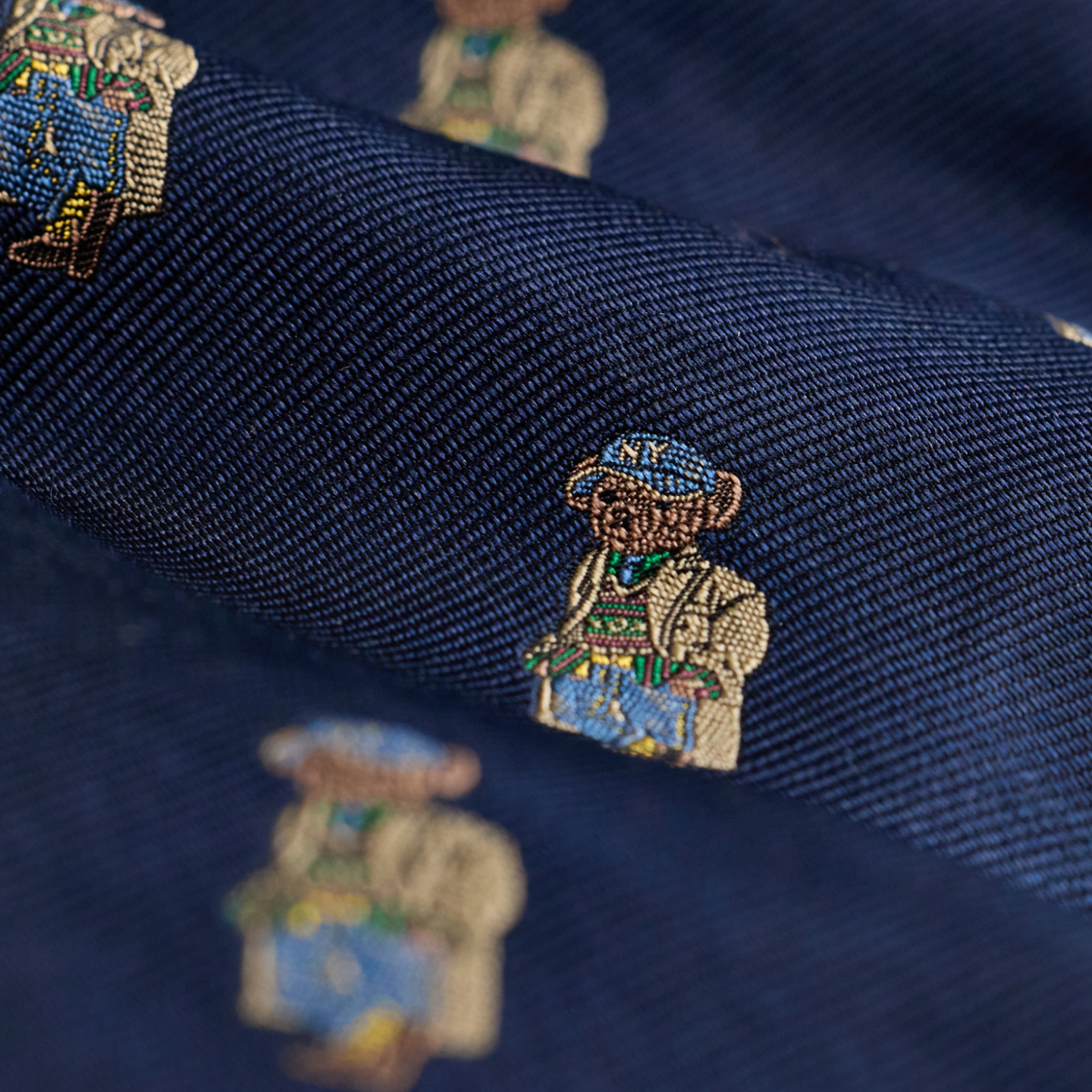Мужской галстук Ralph Lauren Polo Bear Silk Repp Tie, цвет: Тёмно-синий — фото 2
