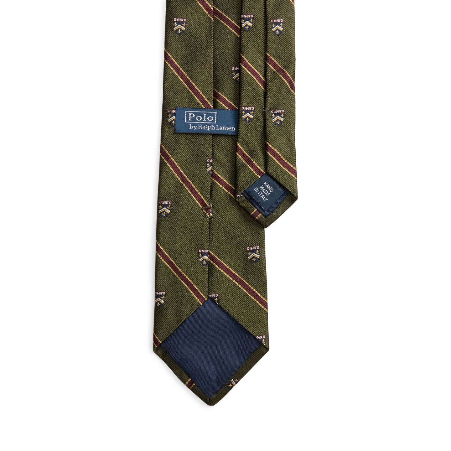 Мужской галстук Ralph Lauren Striped Silk Repp Club Tie, цвет: Оливковый — фото 1