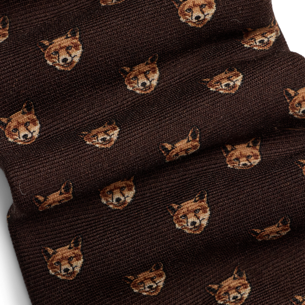 Brown Fox-Print Wool Challis Tie Polo Ralph Lauren 3