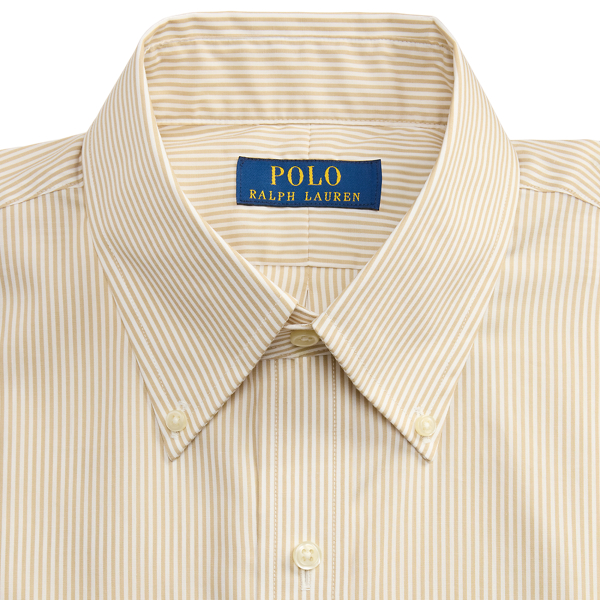 Coastal Beige White Custom Fit Striped Poplin Shirt Polo Ralph Lauren 6