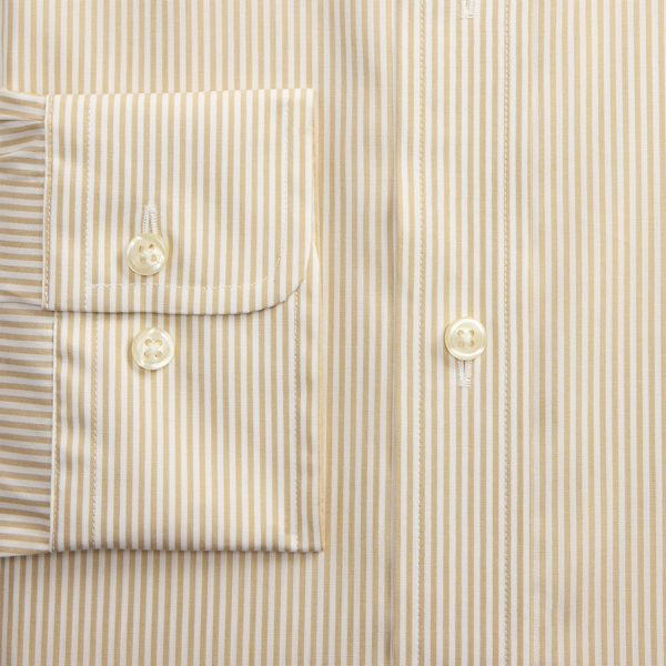 Coastal Beige White Custom Fit Striped Poplin Shirt Polo Ralph Lauren 7