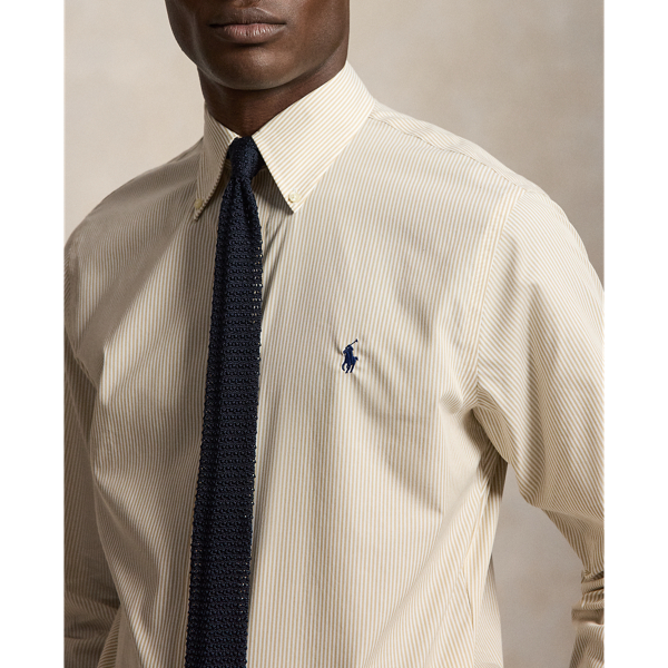 Coastal Beige White Custom Fit Striped Poplin Shirt Polo Ralph Lauren 4