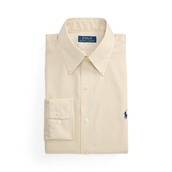 Coastal Beige White Custom Fit Striped Poplin Shirt Polo Ralph Lauren 2