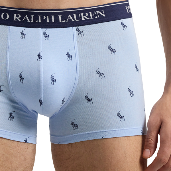 3&nbsp;slips-boxers classiques coton stretch Polo Ralph Lauren en Marine/Pistache/Bleu 3