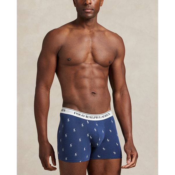Lot de trois&nbsp;slips-boxers coton stretch Polo Ralph Lauren en Marine/Rouge/Noir 2