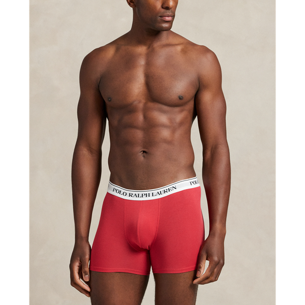 Lot de trois&nbsp;slips-boxers coton stretch Polo Ralph Lauren en Marine/Rouge/Noir 6